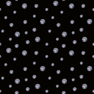 Seamless elegant pattern with rhinestones. Imitation rhinestones on a black background.