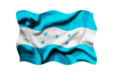 The flag of Honduras waving in the wind isolated on transparent. 3d rendering. Clipping path included