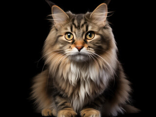 Siberian Cat Studio Shot Isolated on Clear Background