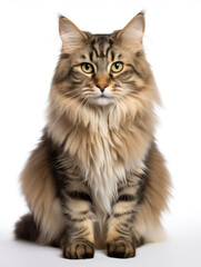 Siberian Cat Studio Shot Isolated on Clear Background