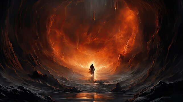 widok jezusa uszonego w płonących niebiosach, wiara, religia, 