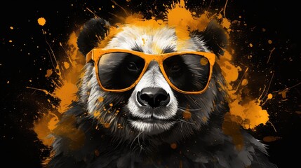 Zabawna panda w stylowych okularach przeciwsłonecznych.  - obrazy, fototapety, plakaty
