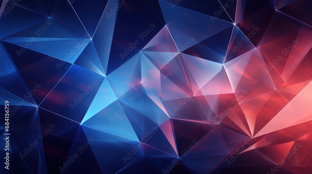 Wall mural abstract digital background of glowing triangles and polygons.