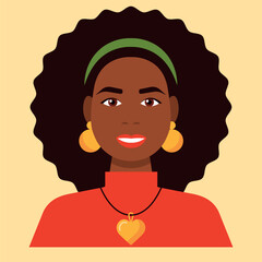 girl flat vector portrait illustration black afro