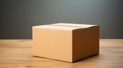 Rectangular light brown cardboard box, 12x8x6 inches, clean surface, no creases or dents. Pristine appearance with bright lighting, soft shadows. Hyper-realistic, sharp focus, no labels or markings. 