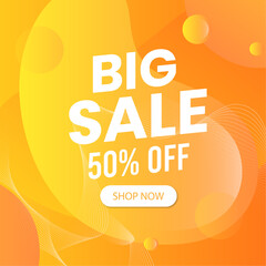 Summer sale poster, Big sale banner 50% off, Yellow banner