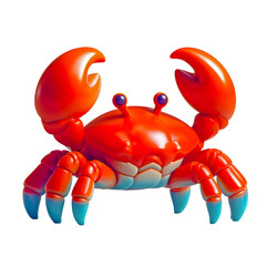 Cartoon crab 3d isolated on transparent background