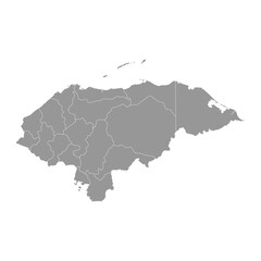 Honduras map with administrative divisions. Vector illustration.