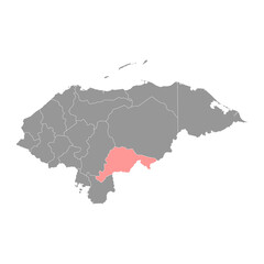 El Paraiso department map, administrative division of Honduras. Vector illustration.