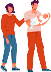 Young married couple with a newborn baby. Family with one child.