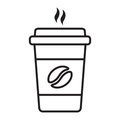 Hot coffee cup vector icon. Paper coffee cup icon isolated on white background.