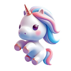 Cartoon unicorn 3d isolated on transparent background