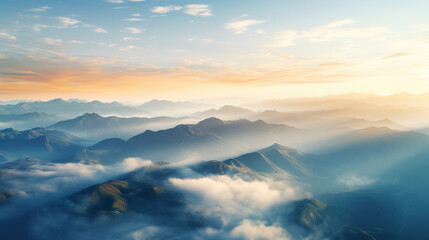 Fototapeta na wymiar clouds over the mountains. Generative Ai