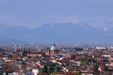 Fototapeta na wymiar Dome of the Cathedral called DUOMO of Vicenza in Northern Italy