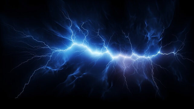 blue fantasy lightning on black background