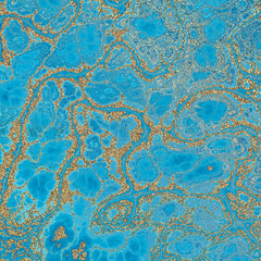 Abstract Marble texture. Fractal digital Art Background. High Resolution. Turquoise texture with gold veins. Can be used for background or wallpaper