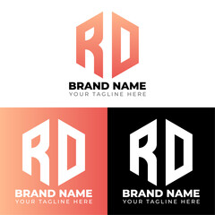 R D Double Letters Polygon Logo, Two letters R D logo design, Minimalist creative vector logo design template