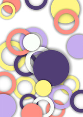 Colorful geometric abstract background. Overlapping colorful circles and rings. Modern elegance, bright fashion background. Brochure and banner template. Vector