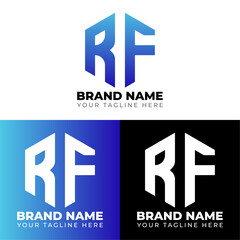R F Double Letters Polygon Logo, Two letters R F logo design, Minimalist creative vector logo design template