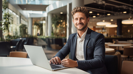 businessman working on laptop in the office