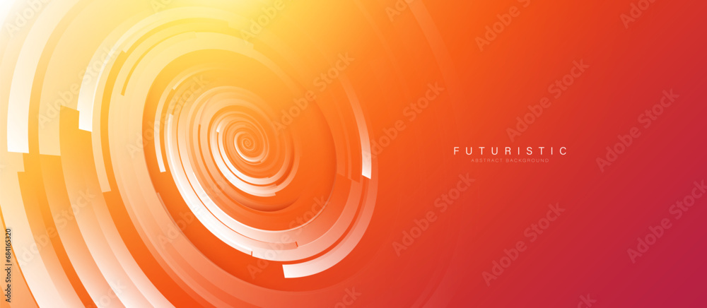 Aufkleber abstract white modern swirl square in a circle shape on an orange, and yellow, background. futuristi