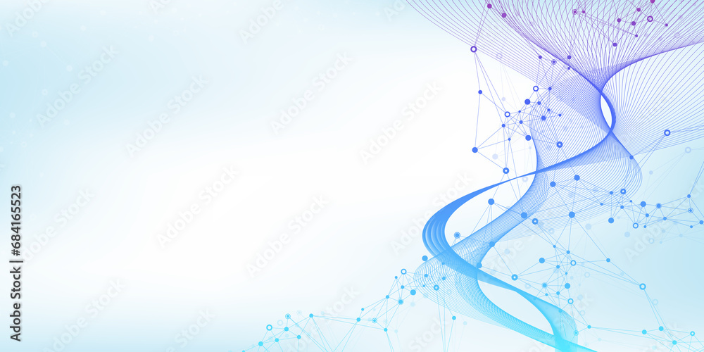 Poster molecular abstract structure background. scientific illustration with molecule dna. medical, science
