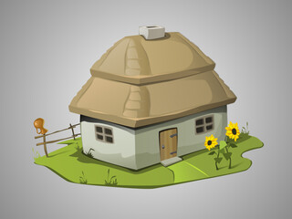 Small Ukrainian house. Vector illustration 