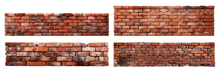 Set of red brick walls, cut out