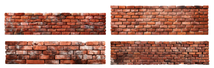 Set of red brick walls, cut out