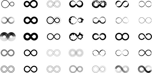Infinity icon set unlimited illustration symbol sign vector. Infinity, 8, endless, eternity, loop infinite symbols. - obrazy, fototapety, plakaty