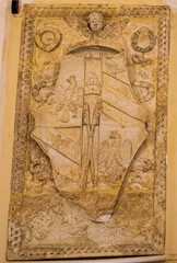 ancient relief, Interior of the Palace, Urbino, Marche, Italy