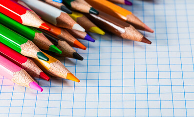 Fototapeta premium A Vibrant Array of Colored Pencils Resting Gracefully on a Blank Sheet of Paper