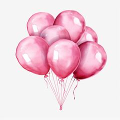 watercolor clipart bunch of pink balloon plain background created with Generative Ai