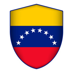 Venezuela flag in shield shape. Vector illustration.