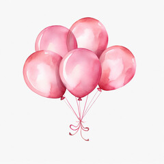 watercolor clipart bunch of pink balloon plain background created with Generative Ai