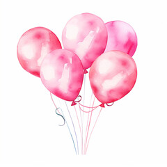 watercolor clipart bunch of pink balloon plain background created with Generative Ai