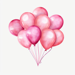 watercolor clipart bunch of pink balloon plain background created with Generative Ai