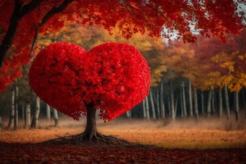heart in autumn and generated AI