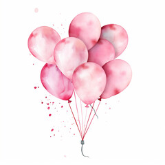 watercolor clipart bunch of pink balloon plain background created with Generative Ai