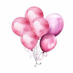 watercolor clipart bunch of pink balloon plain background created with Generative Ai