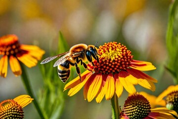 bee on flower and generated AI