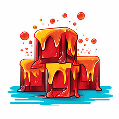 spicy red gummy cubes shape dripping lean line color created with Generative Ai