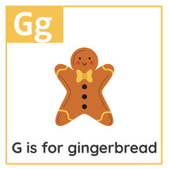 Learning English alphabet for kids. Letter G. Christmas cards. Worksheet for kids.