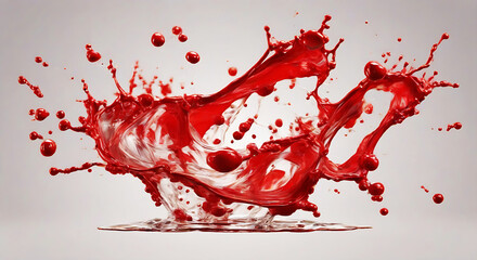 red paint liquid splash isolated against White background