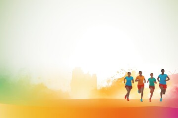 Obraz na płótnie Canvas Bright colorful background, sports theme, running athlete.