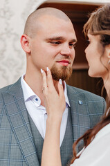Romantic photo of engaged couple enjoying a beautiful moment together