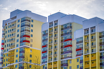 Multi-storey residential buildings on a winter day