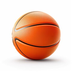 Photorealistic orange basketball ball icon isolated on white background. March madness poster design. Minimalistic banner, three quarters view team sport equipment. Open bright colors. AI Generative.