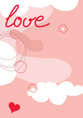 Postcard with the words I love. Confession of love.