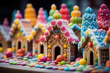 Fotobehang Gingerbread Houses - Generative AI © Sidewaypics